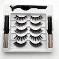 Magnetic Lashes Eyelashes And Eyeliner Set, 5 Pairs of 3D Mink Eyelashes, with Tweezers